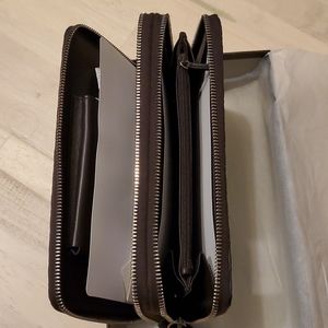 Leather Double Zip Wallet Bag 449246 2044